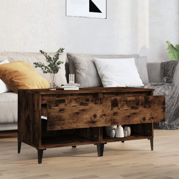 The Living Store sideborde 2 stk. 50x46x50 cm konstrueret træ røget egetræsfarve - Sideborde