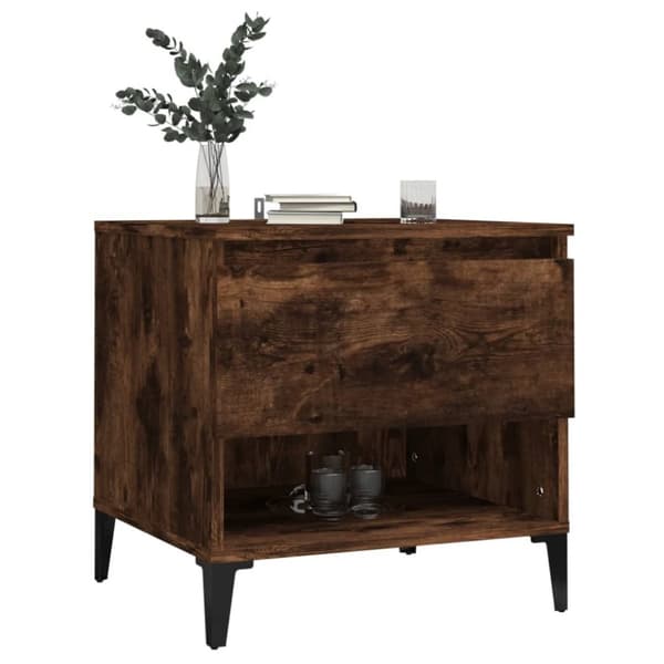 The Living Store sideborde 2 stk. 50x46x50 cm konstrueret træ røget egetræsfarve - Sideborde