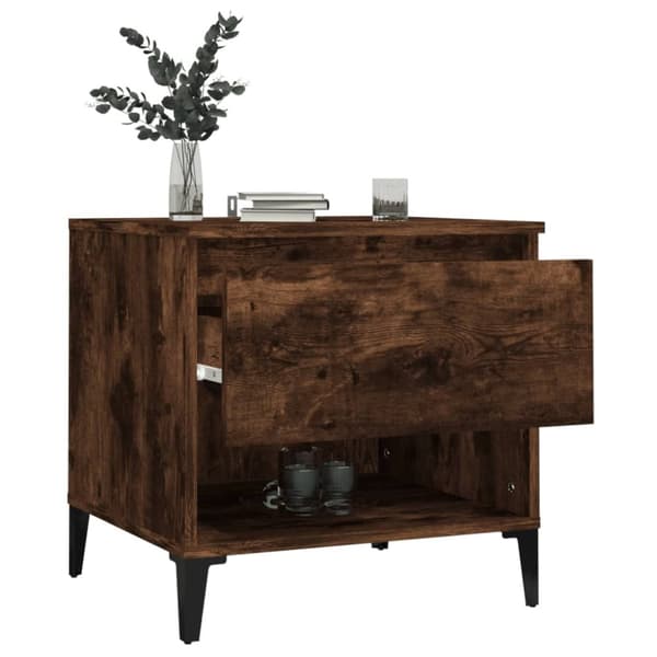 The Living Store sideborde 2 stk. 50x46x50 cm konstrueret træ røget egetræsfarve - Sideborde