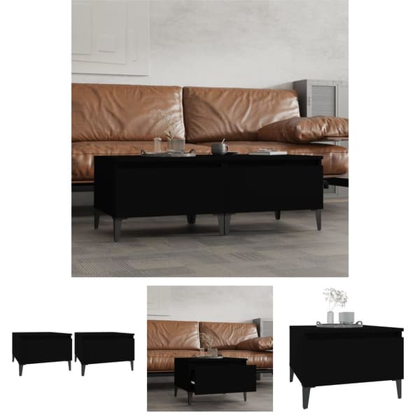The Living Store sideborde 2 stk. 50x46x35 cm konstrueret træ sort - Sideborde