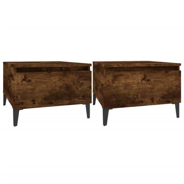 The Living Store sideborde 2 stk. 50x46x35 cm konstrueret træ røget egetræsfarve -  Sideborde