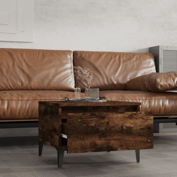 The Living Store sideborde 2 stk. 50x46x35 cm konstrueret træ røget egetræsfarve -  Sideborde