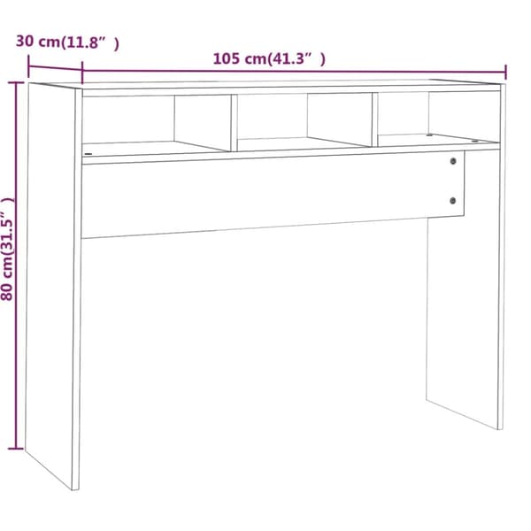 The Living Store Konsolipöytä savutammi 105x30x80 cm tekninen puu -  Apupöydät