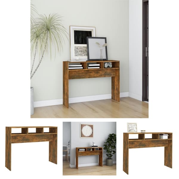 The Living Store konsolbord 105x30x80 cm konstrueret træ røget egetræsfarve -  Sideborde