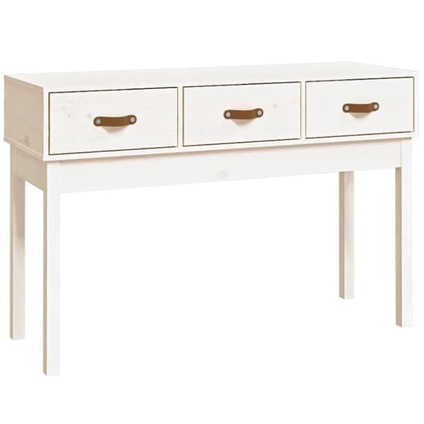 The Living Store Konsolipöytä valkoinen 114x40x75 cm täysi mänty -  Apupöydät