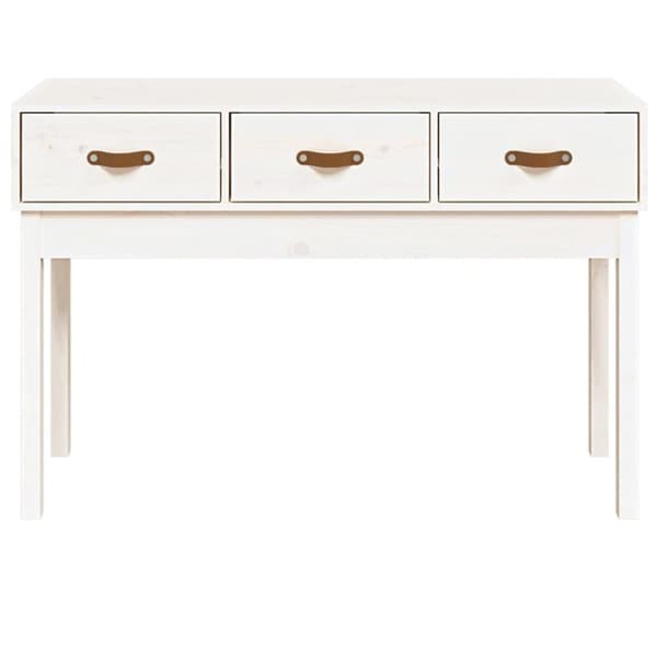 The Living Store Konsolipöytä valkoinen 114x40x75 cm täysi mänty -  Apupöydät
