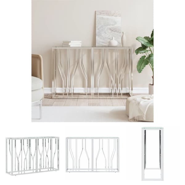 The Living Store konsolbord 110x30x70 cm rustfrit stål og glas - Sideborde