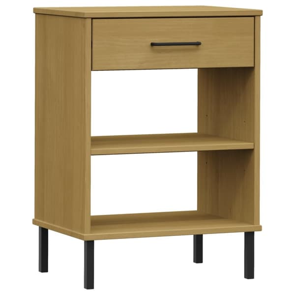 The Living Store konsolbord med metalben OSLO massivt fyrretræ brun -  Sideborde