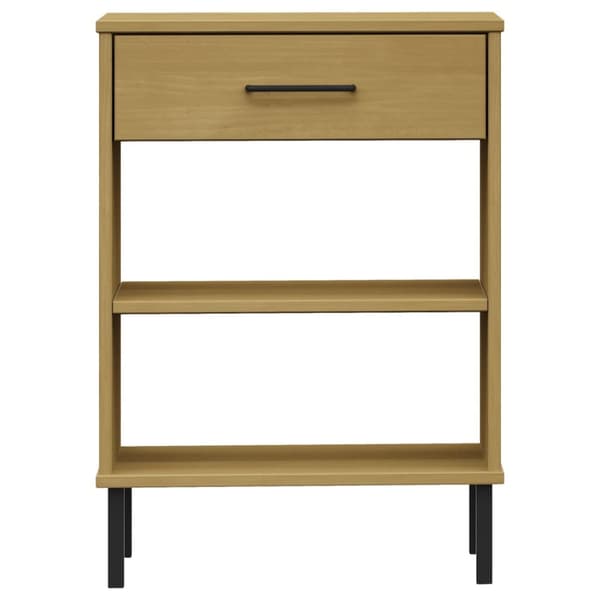 The Living Store konsolbord med metalben OSLO massivt fyrretræ brun -  Sideborde