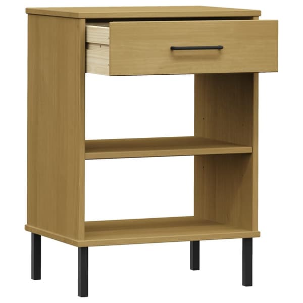 The Living Store konsolbord med metalben OSLO massivt fyrretræ brun -  Sideborde