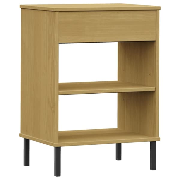 The Living Store konsolbord med metalben OSLO massivt fyrretræ brun -  Sideborde