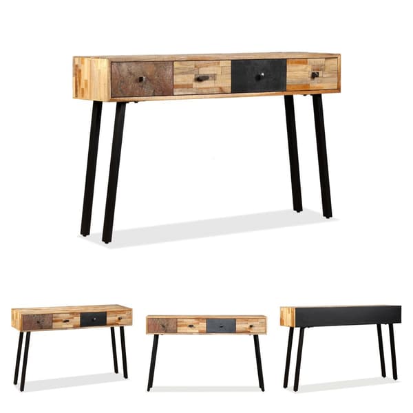 The Living Store aflastningsbord massivt genbrugsteak 120 x 30 x 76 cm -  Sideborde