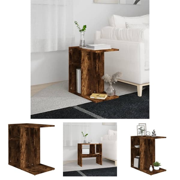 The Living Store sidebord 50x30x50 cm konstrueret træ røget egetræsfarve - Sideborde