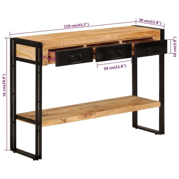 The Living Store konsolbord 110x30x76 cm massivt mangotræ - Sideborde
