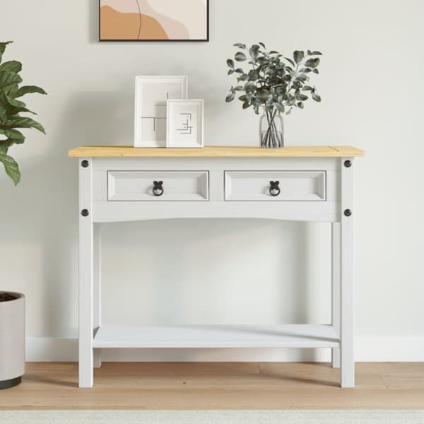 The Living Store konsolbord Corona-serien 90x34,5x73 cm mexicansk fyrretræ hvid -  Sideborde