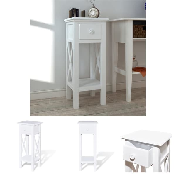 The Living Store Sidobord med låda vit - Avlastningsbord