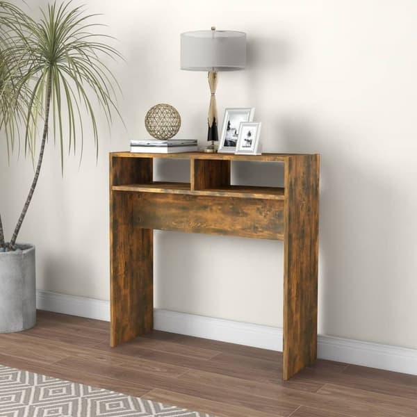 The Living Store konsolbord 78x30x80 cm konstrueret træ røget egetræsfarve - Sideborde
