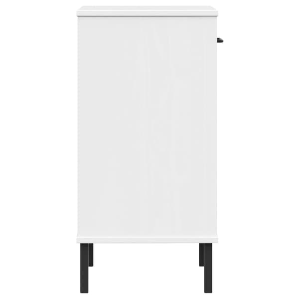 The Living Store Konsolbord med metallben OSLO vit massiv furu - Avlastningsbord