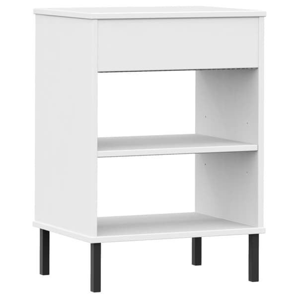 The Living Store Konsolbord med metallben OSLO vit massiv furu - Avlastningsbord
