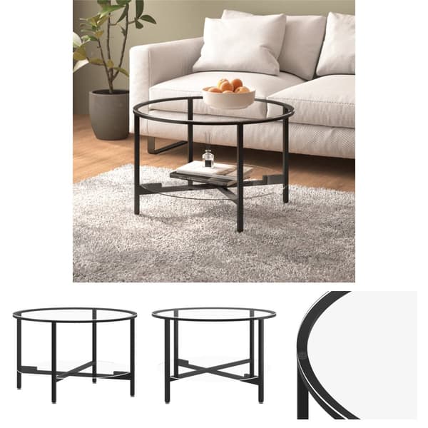 The Living Store stuebord 70 cm hærdet glas sort og transparent -  Sideborde