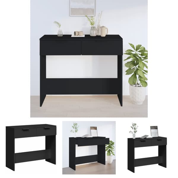 The Living Store konsolbord 90x36x75 cm konstrueret træ sort -  Sideborde
