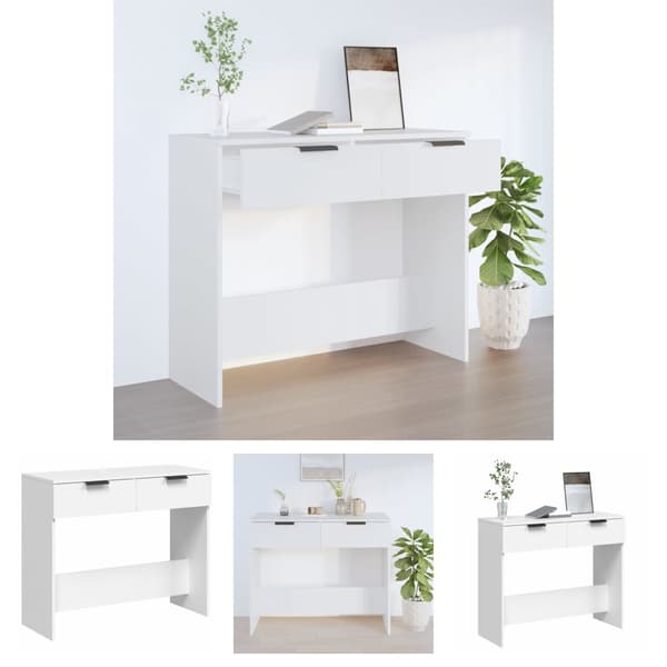 The Living Store Konsolbord vit 90x36x75 cm konstruerat trä -  Avlastningsbord