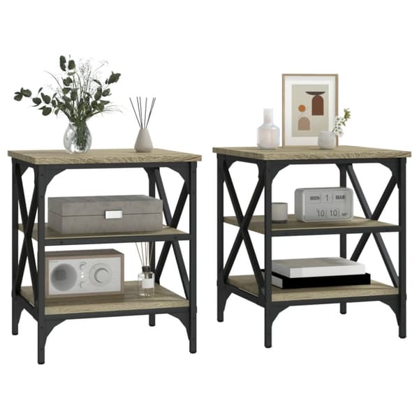 The Living Store sideborde 2 stk. 40x42x50 cm konstrueret træ sonoma-eg -  Sideborde