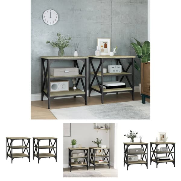 The Living Store sideborde 2 stk. 40x42x50 cm konstrueret træ sonoma-eg -  Sideborde