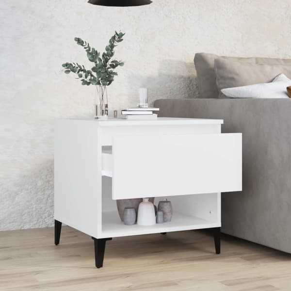 The Living Store sidebord 50x46x50 cm konstrueret træ hvid -  Sideborde