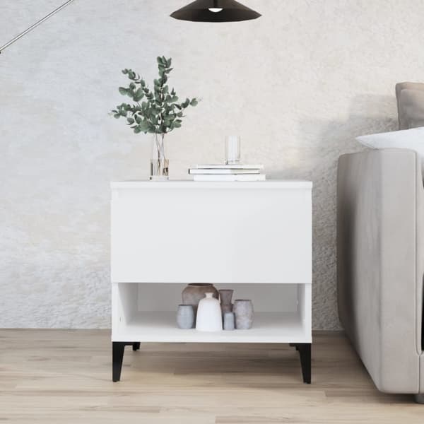 The Living Store sidebord 50x46x50 cm konstrueret træ hvid -  Sideborde