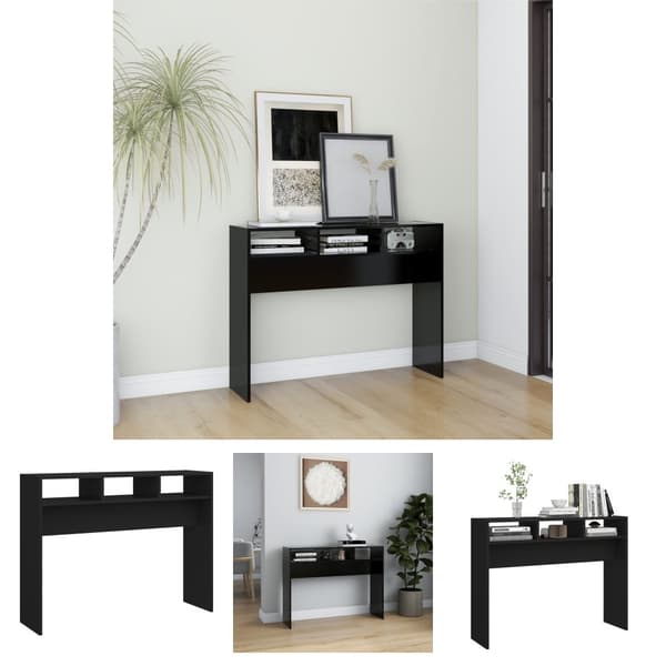 The Living Store konsolbord 105x30x80 cm konstrueret træ sort -  Sideborde