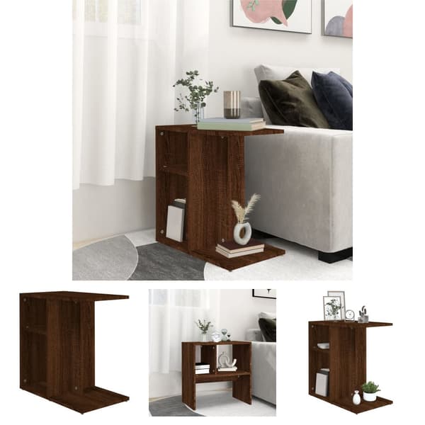 The Living Store sidebord 50x30x50 cm konstrueret træ brun egetræ - Sideborde