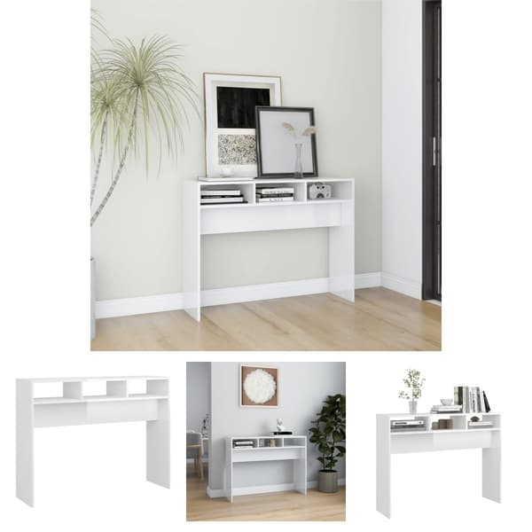 The Living Store konsolbord 105x30x80 cm spånplade hvid højglans -  Sideborde