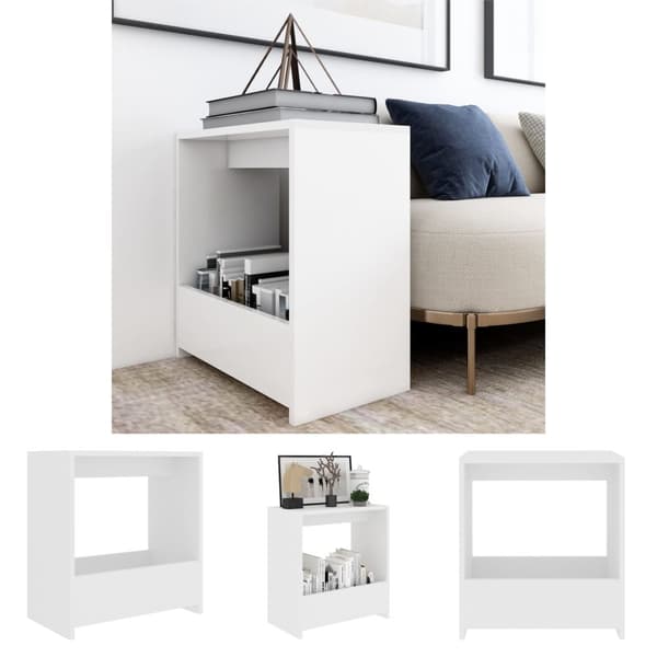 The Living Store sidebord 50x26x50 cm konstrueret træ hvid -  Sideborde