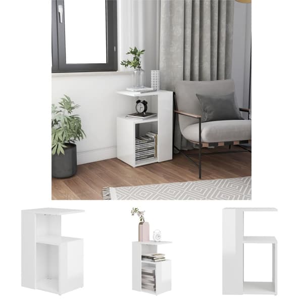 The Living Store sidebord 36x30x56 cm konstrueret træ hvid højglans -  Sideborde