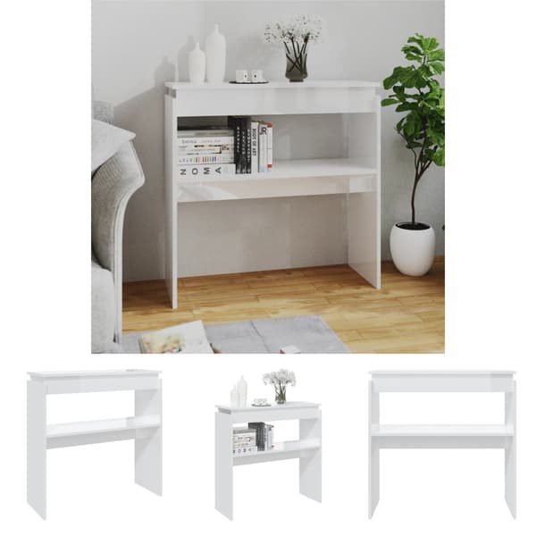 The Living Store konsolbord 80x30x80 cm konstrueret træ hvid højglans -  Sideborde