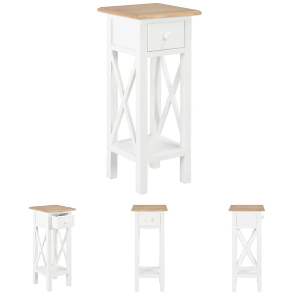 The Living Store sidebord 27 x 27 x 65,5 cm træ hvid -  Sideborde