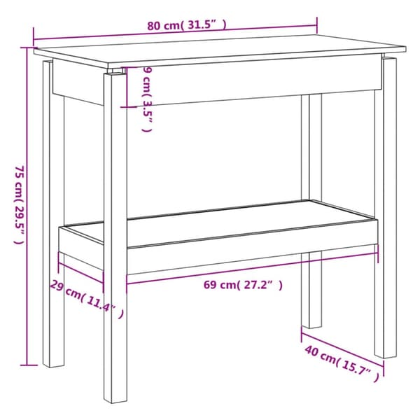 The Living Store konsolbord 80x40x75 cm massivt fyrretræ hvid - Sideborde