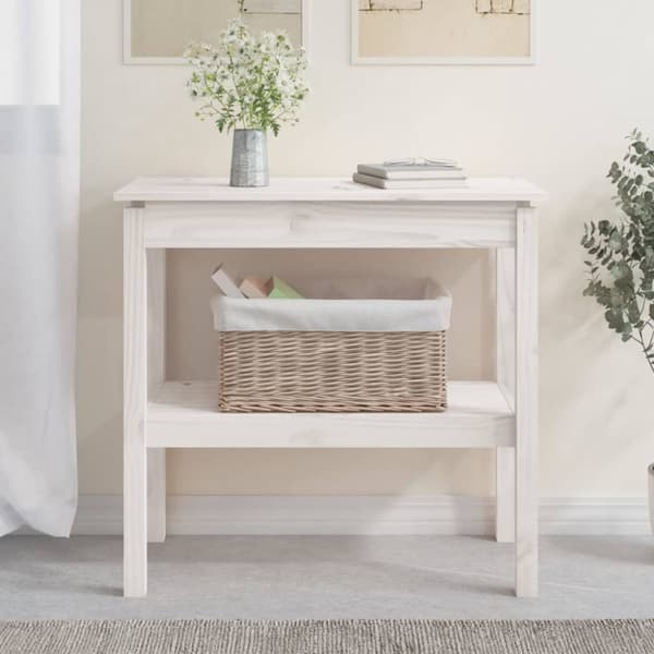 The Living Store konsolbord 80x40x75 cm massivt fyrretræ hvid - Sideborde