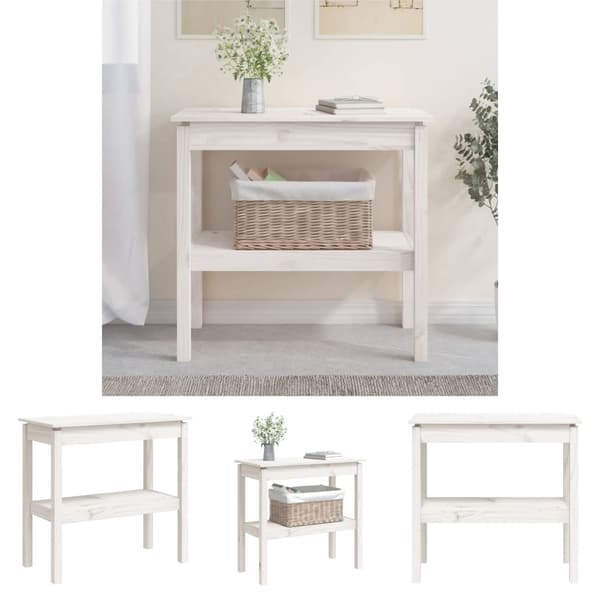 The Living Store konsolbord 80x40x75 cm massivt fyrretræ hvid -  Sideborde