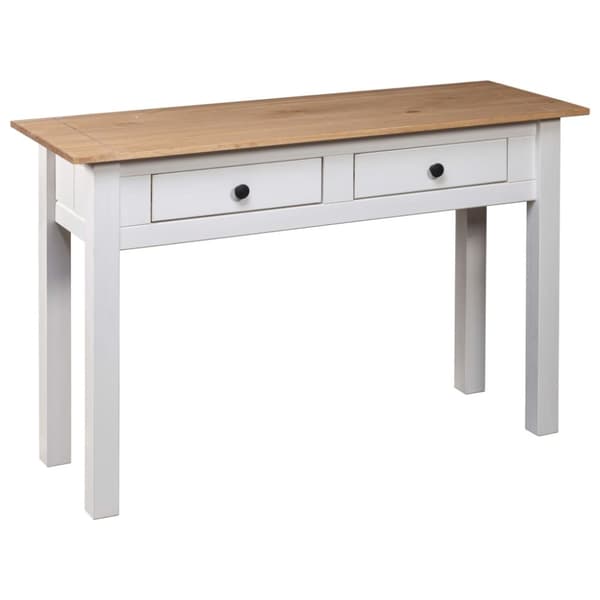 The Living Store Avlastningsbord vit 110x40x72 cm massiv furu panama - Avlastningsbord