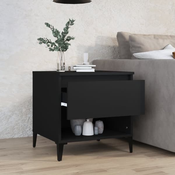 The Living Store sidebord 50x46x50 cm konstrueret træ sort -  Sideborde
