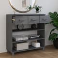 Miniatyrbild 4 av 11: The Living Store Konsolbord HAMAR mörkgrå 90x35x90 cm massiv furu -  Avlastningsbord