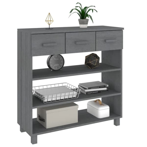 The Living Store Konsolbord HAMAR mörkgrå 90x35x90 cm massiv furu - Avlastningsbord