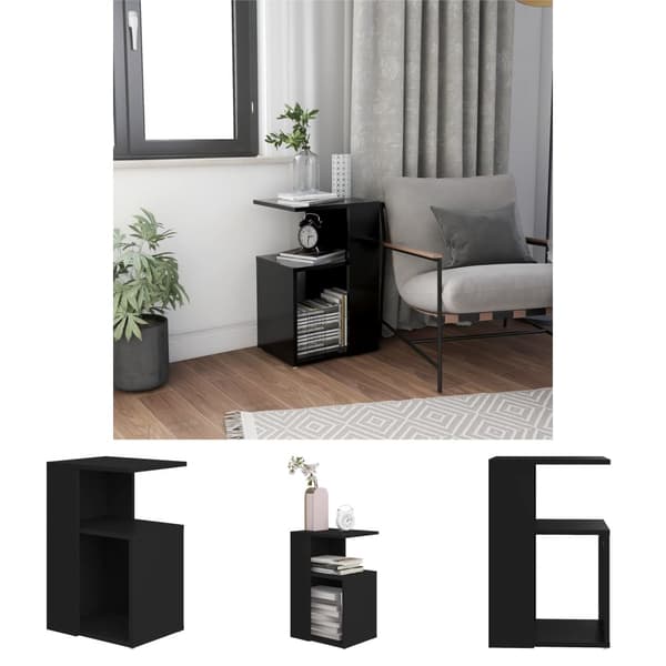 The Living Store sidebord 36x30x56 cm konstrueret træ sort -  Sideborde