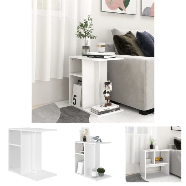 The Living Store sidebord 50x30x50 cm konstrueret træ hvid -  Sideborde