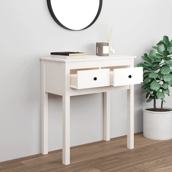 The Living Store konsolbord 70x35x75 cm massivt fyrretræ hvid - Sideborde