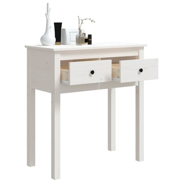 The Living Store konsolbord 70x35x75 cm massivt fyrretræ hvid - Sideborde