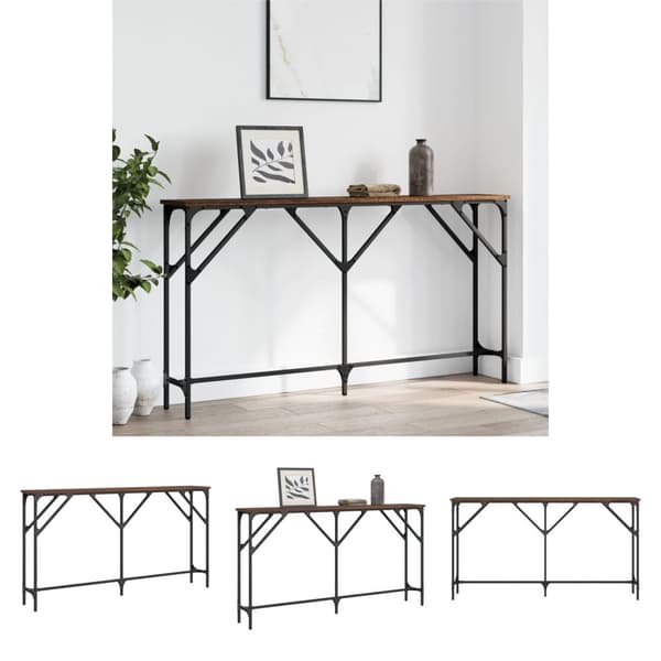 The Living Store konsolbord 140x23x75 cm konstrueret træ brun egetræ -  Sideborde