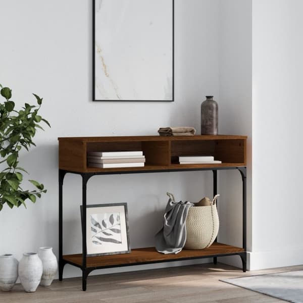The Living Store Konsolipöytä ruskea tammi 100x30,5x75 cm tekninen puu -  Apupöydät